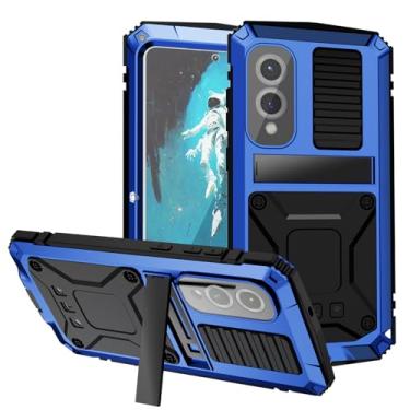 Imagem de Capa de telefone resistente de metal compatível com Samsung Galaxy S25 FE com suporte, lente de vidro gorila integrada, proteção para câmera, resistente, militar, durável, à prova de poeira, capa de