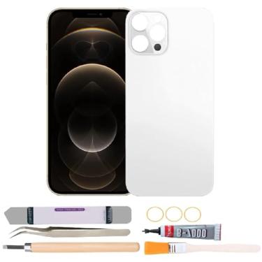 Imagem de Substituição de vidro da capa traseira compatível com iPhone 12 Pro Max de 6,7 polegadas com kits de ferramentas de reparo (branco)
