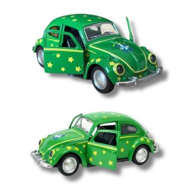 Imagem de Carro Miniatura Fusca Fusquinha Brasil Seleção Hexa Fricção Metal 1 po