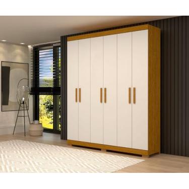 Imagem de Roupeiro 06 portas 02 gavetas internas Lana Acp móveis, CINAMOMO OFF W