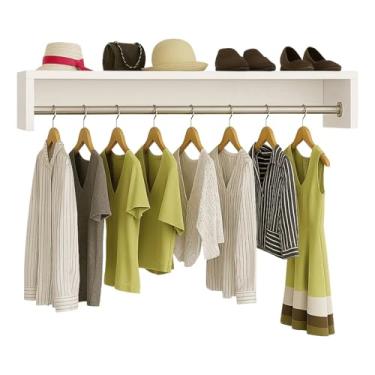 Imagem de Cabideiro Arara de Parede para Roupas 1m Madeira MDF Guarda Roupa Closet Loja