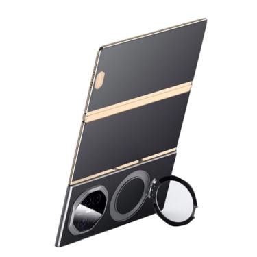 Imagem de LYJSMGZ Capa de couro para Huawei Mate XT, capa magnética com suporte oculto protege a câmera fina à prova de choque, capa de telefone comercial, preta, Mate XT