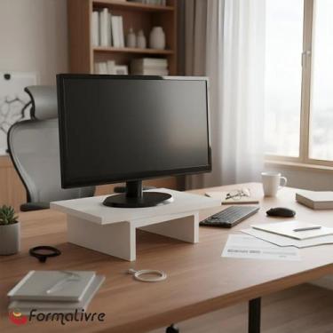 Imagem de Suporte de Mesa Giratório 360 com Nicho para Monitor Branco - Formaliv