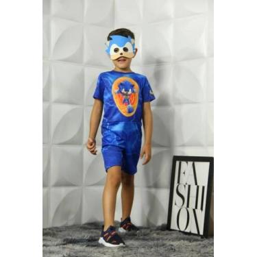 Imagem de Fantasia Temática Sonic com Máscara - Tecido 100% Poliéster - Fabuloso