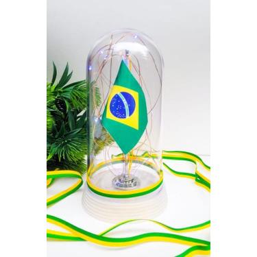 Imagem de Luminária Redoma / Cúpula com Bandeira do Brasil  Luzes de LED Frio - 