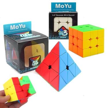Imagem de Kit com 2 Cubo Magico Moyu Profissional 3x3x3 Triangulo Quadrado Speed