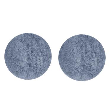 Imagem de Tapete Redondo Banheiro Azul 60cm Felpudo Antiderrapante 2un