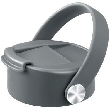 Imagem de Soledea Tampa flip para Hydro Flask boca larga 32 1,134 g com alça flexível, tampa de café de substituição para Hydro Flask, Simple Modern, ThermoFlask e mais garrafas de água de 350 ml - cinza, 1