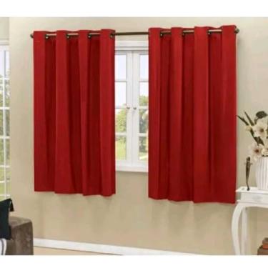 Imagem de Cortina Blackout PVC Vedação Total de Luz Para Sala e Quarto com Ilhós Cromado(vermelho,1,10 x 1,30)
