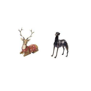 Imagem de Fenteer Escultura de Rena, Alce, Veado, Ornamento, Estatueta, Estátua para Sala de Estar, Escritório, Quarto, Fazenda, Galgo, Cachorro, Resina, Animal, Peça C