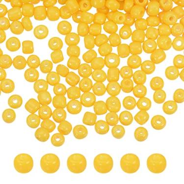 Imagem de Generic 2000 peças pequenas contas de vidro 6/0 4 mm soltas pequenas contas redondas pequenas para pulseiras, brincos, anéis, bijuterias, amarelas