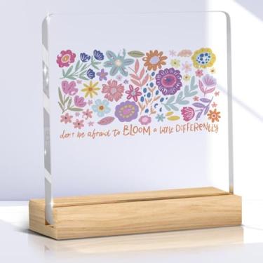 Imagem de Presentes inspiradores de saúde mental para mulheres, placa de acrílico floral, decoração de cubículo, decoração de casa, presentes positivos motivacionais para mulheres avó
