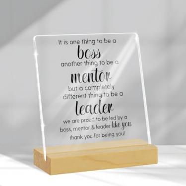 Imagem de Presentes de aniversário de Natal para chefes presentes de promoção de apreciação de chefes para chefe líder mentor gerente chefe decoração de mesa de escritório decoração chefe placas de acrílico