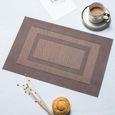 Imagem de Jogo americano de PVC resistente ao calor de 4 peças | Tapetes de mesa de jantar luxuosos, resistentes a manchas e arranhões para pratos 12-2