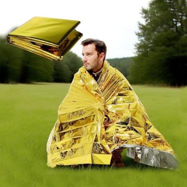Imagem de Cobertores de emergência Mylar Cobertor térmico de sobrevivência para equipamentos de acampamento pesados, primeiros socorros (ouro)