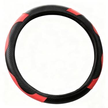 Imagem de Capa de volante, couro perfurado respirável de ajuste universal com aderência antiderrapante, fácil de instalar para carro, SUV, caminhão