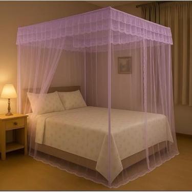Imagem de Mosquiteiro Palácio Casal/Queen com Armação Completo – Proteção Anti-Mosquito, Elegante e Sofisticado(Lilás,Casal Box)