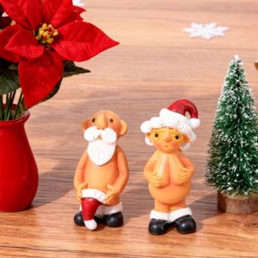 Imagem de 2 peças engraçadas de resina Papai Noel, enfeites de árvore de Natal com pingente de bumbum nu, decoração de festa de ano novo de 2025, brinquedo de presente para pendurar