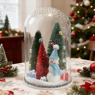 Imagem de Globo de neve de plástico, decorações de Natal para ambientes internos, kit de globo de neve, cloche de árvore de Natal, cúpula de vidro para casa, mesa central, festival, decoração de festa