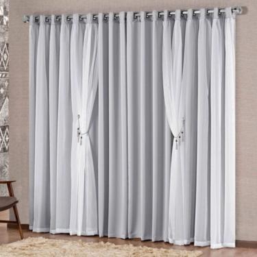 Imagem de Cortina Bélgica 2 Mts Sala Quarto Blackout para Varão - Cinza