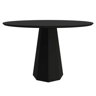 Imagem de Mesa De Jantar 4 Lugares 1,20m Redondo Vidro Preto New Ceval