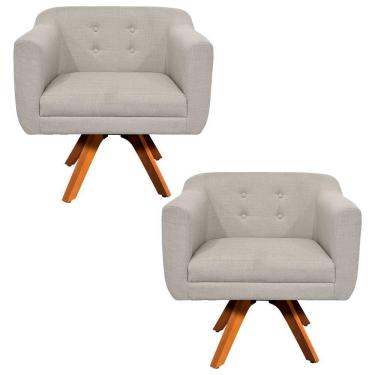 Imagem de Kit 02 Poltronas Giratória Julia fino Bege A27