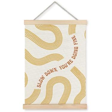 Imagem de Yomisex Pôster amarelo Slow Down You're Doing Fine Inspirational Wall Art, Motivational Positive Affirmation Wall Art emoldurado para decoração de casa, quarto, sala de estar, escritório, 30 x 40 cm