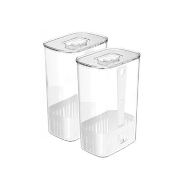 Imagem de Caixa De Armazenamento Para FrigoríFico Com Grelha De Drenagem – Para Lavar E Armazenar Legumes E Frutas(2UN Organizador Tempero 2,3L)