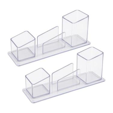 Imagem de Kit 2 Porta objetos, canetas, clips e lembrete Cristal Acrinil