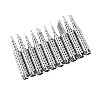 Imagem de 10 peças de ponta de ferro de solda 900M-T, cobre livre de oxigênio, adequado para estações de solda 936, 937, 938, 969, 8586, 852D, com total de 10 tipos, para solda de baixa temperatura