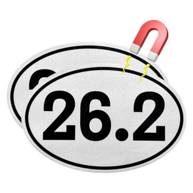 Imagem de MTRPS 2 peças de decalque magnético oval de maratona de 26,2, adesivo de vinil para corredor de maratona de 10 cm x 15 cm, placa magnética anti-UV, ímãs de corrida resistentes para carro, barco