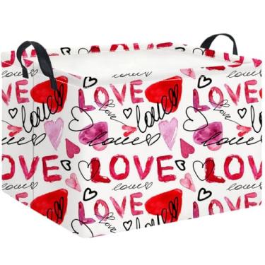 Imagem de HKEC Cesta de armazenamento retangular, cesta de presente vazia com alças, organizador fofo, decoração de quarto (amante feliz)