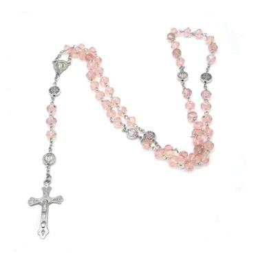 Imagem de N-KONGJIAN Rosário para mulheres, colar de rosário católico, presentes requintados perfeitos para oração, casamentos, batismos, cristal artificial, Sem Pedra Preciosa