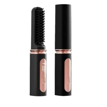 Imagem de Escova alisadora elétrica Portátil com display LCD Tecnologia de íon negativo(Preto)