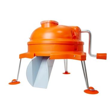 Imagem de CL003 Cortador de vegetais comercial, cortador de mesa manual resistente de 0,6 cm x 0,6 cm, cortador de aço inoxidável durável, ferramenta de corte de cozinha laranja para preparação de refeições em