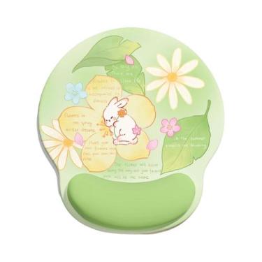 Imagem de Mouse pad de suporte de pulso Cute Rabbit & Floral Design - yiweisai