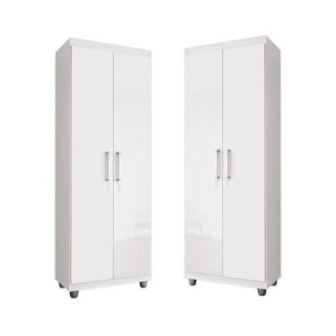 Imagem de Kit 2 Armários Multiuso Roma 2 Portas 4 Prateleiras Sapateira Lavander