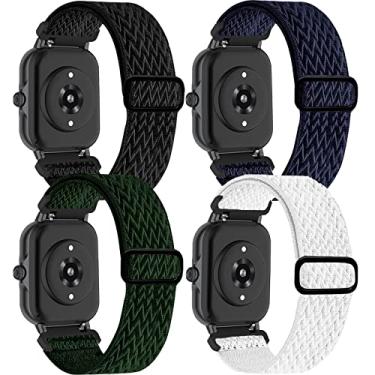 Imagem de Pacote com 4 pulseiras elásticas para relógio compatíveis com AMAZ FIT GTS/GTS2/ GTS 3/GTS 2e/GTS 2 mini/GTS 4 mini/GTS 4/GTR mini, pulseiras de substituição de nylon elástico de 20 mm para AMAZ FIT