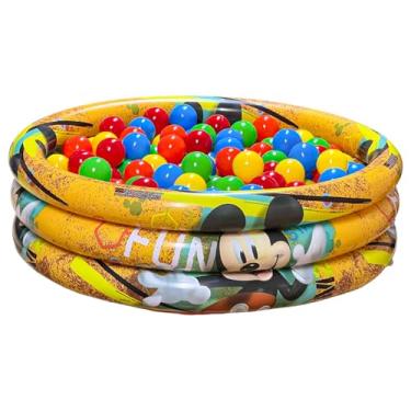Imagem de Pensou Comprou Piscina Colorida Inflável Infantil 100 Litros + 25 Bolinhas Coloridas Resistente Atóxica Interno Externo Quintal Praia Compacta