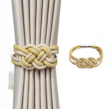 Imagem de Fortes laços magnéticos para cortinas, estilo simples, drapeado nas costas, duas cores, nó de corda decorativa, prendedores de cortina