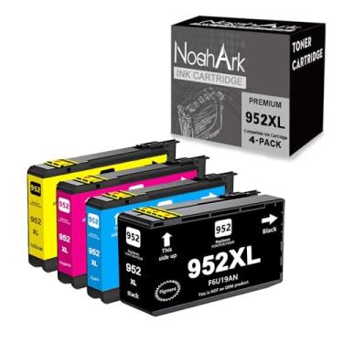 Imagem de NoahArk 4 pacotes de cartuchos de tinta compatíveis com 952XL para 952 952XL use para Officejet Pro 7740 8210 8710 8720 8740 8715 7720 8725 8730 8735 8745 impressora (preto, ciano, magenta, amarelo