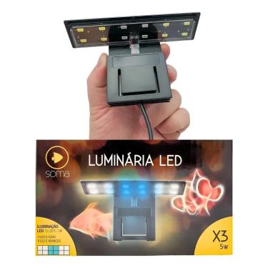 Imagem de Luminaria Aquario Soma X3 5W Branco E Azul Vidro Até 220V