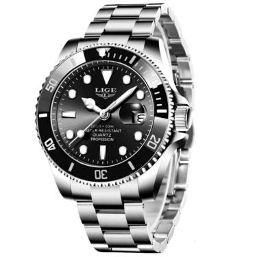 Imagem de Relógio Masculino Impermeável Esportivo Quartzo 3atm Em Aço Inoxidavel Preto