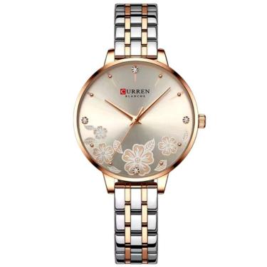 Imagem de Relógio Feminino Em Aço Inoxidável De Quartzo Ultra Fino Romântico Impermeavel 3atm Bege