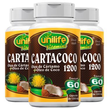Imagem de Kit 3 Cartacoco Óleo De Cartamo E Coco Unilife 60cáps