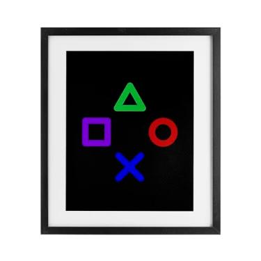 Imagem de Stupell Industries Formato de botão de jogo impressão emoldurada preta sob vidro, design por Kim Allen, 21 x 17