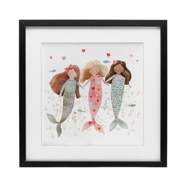 Imagem de Stupell Industries Impressão emoldurada preta trio de sereias amizade sob vidro, design por Leah Straatsma, 13 x 13