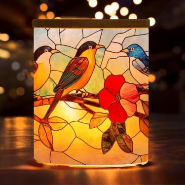 Imagem de Castiçais de pássaros de vidro manchado, suporte de vela de flor para centros de mesa, casa, aniversário, Natal, festa, suporte de luz de chá operado por bateria para casal, mãe, melhor amiga