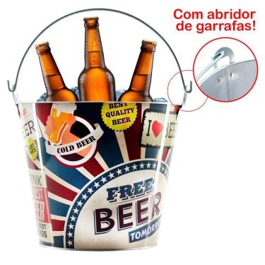 Imagem de Balde De Gelo Para Cerveja Estampado Em Metal Galvanizado 4,8 Litros