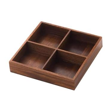 Imagem de Fenteer Bandeja de madeira dividida para servir, travessa multiuso para armazenar nozes, servir alimentos como chá, sobremesas e condimentos, 4 Grades